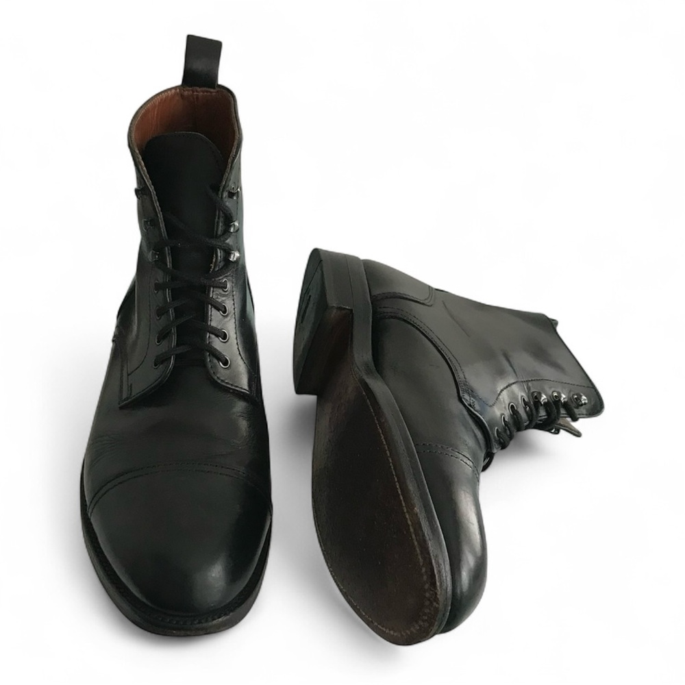 LOTTUSSE Black Leather Goodyear Welted Lace Up Boots Men’s Size US 9 | 8 UK